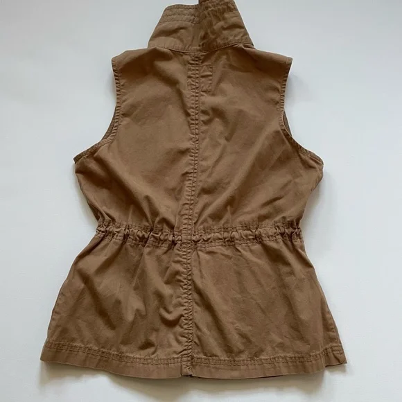 Old Navy 100% Cotton Tan Zip Front Utility Vest,  with Pockets and Tie Waist - Picture 5 of 6